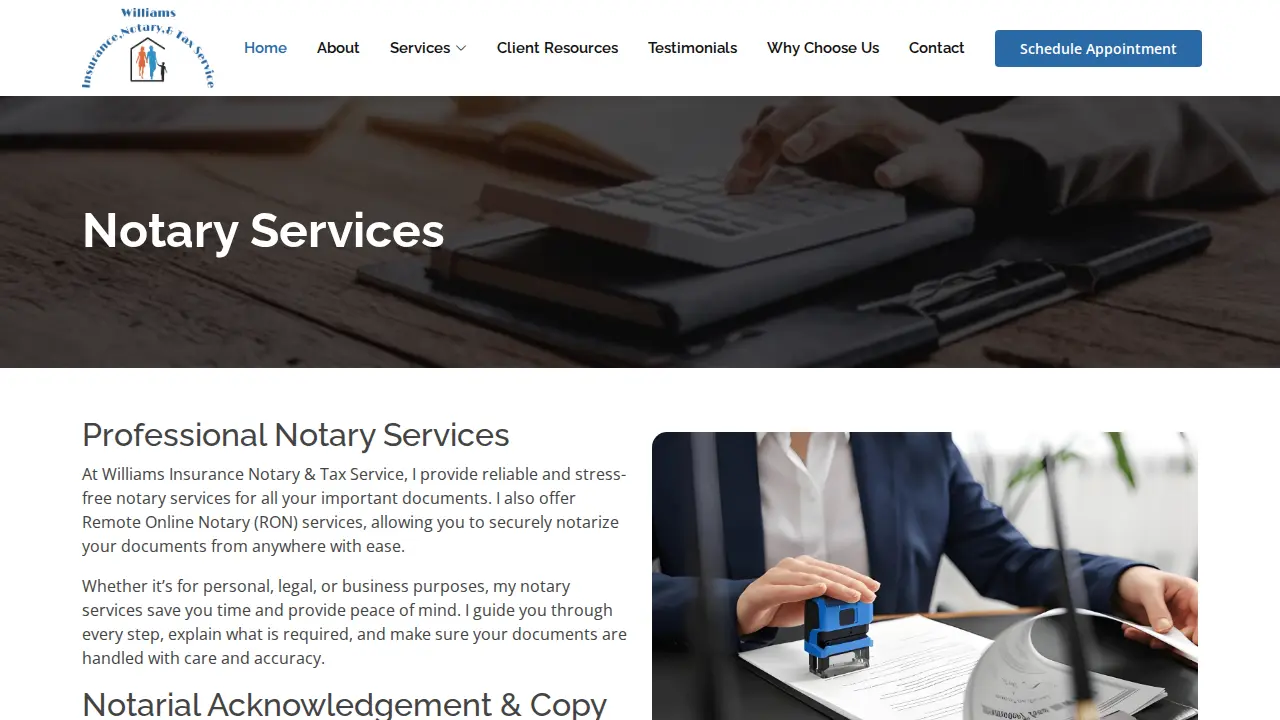 Williams Service page