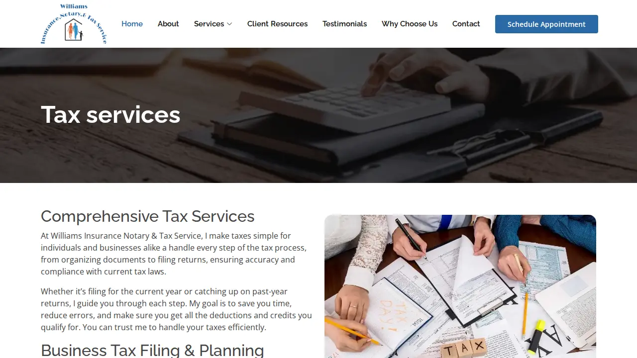 Williams Service page