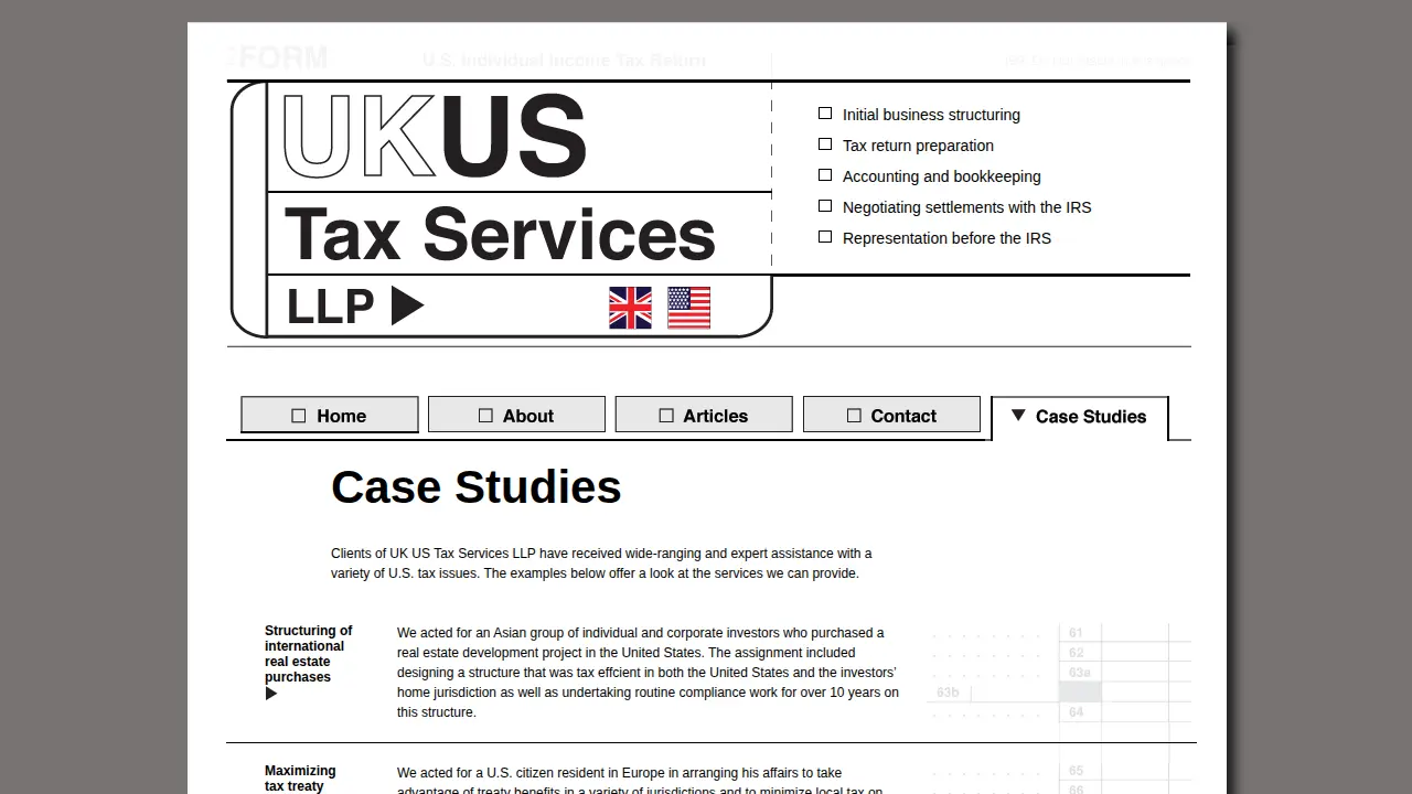 U K US Tax Services LLP page
