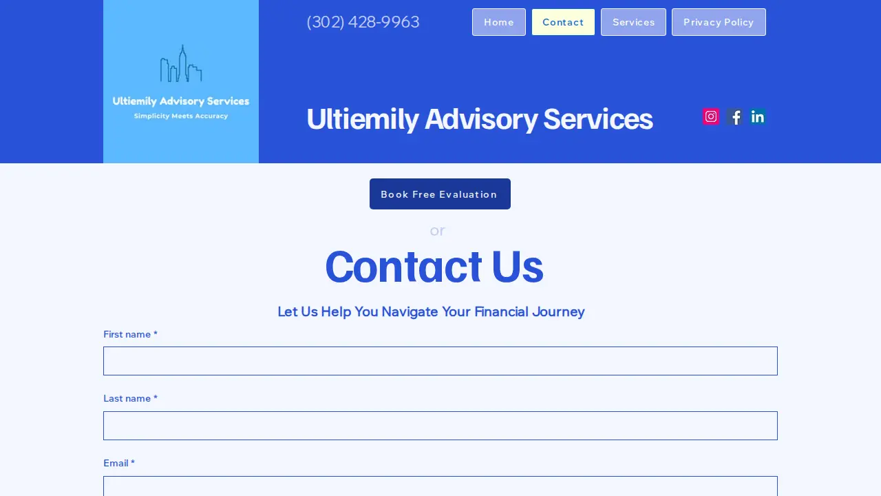 Ultiemily Advisory Services page