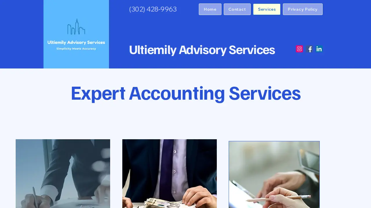 Ultiemily Advisory Services page