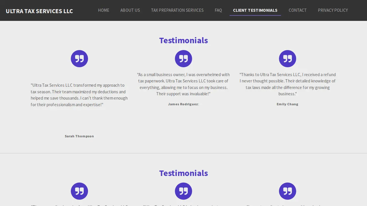 Ultra Tax Services, LLC page