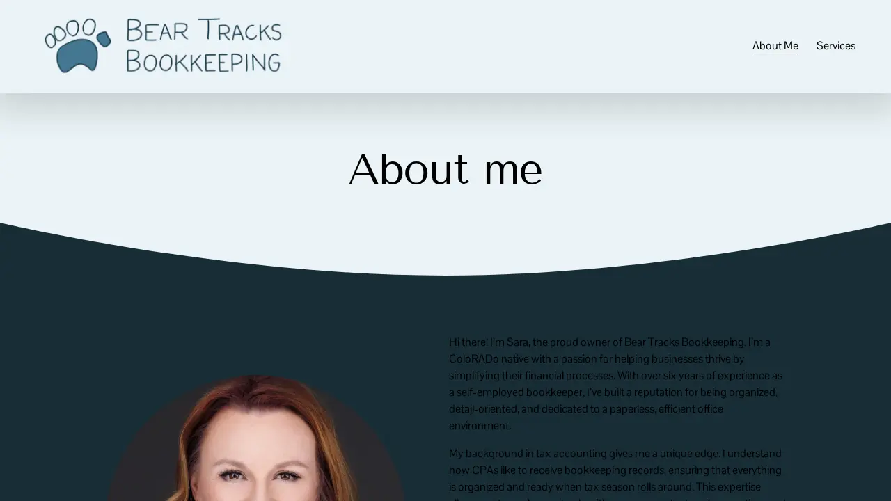 Bear Tracks Bookkeeping page