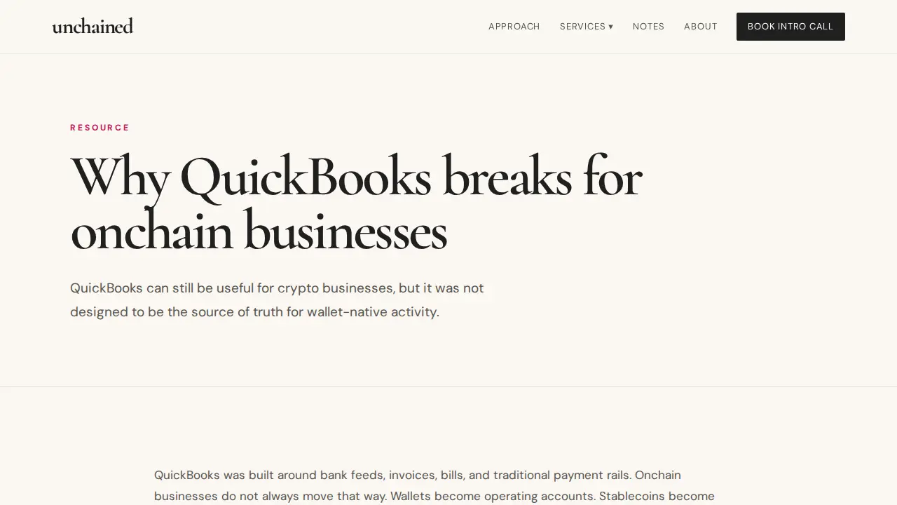 Unchained Accounting & Advisory page