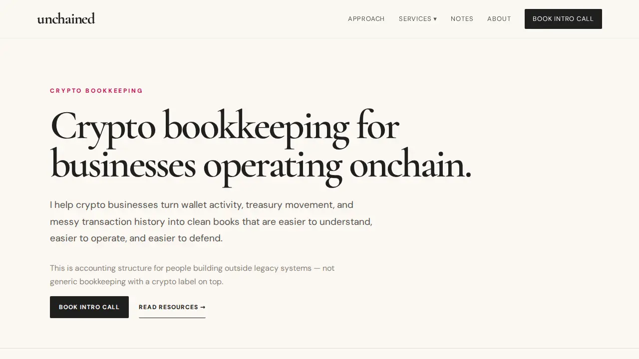 Unchained Accounting & Advisory page