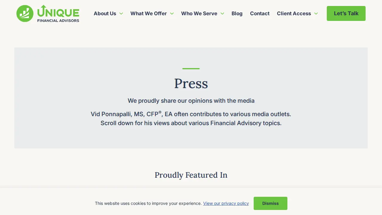 Unique Financial Advisors & Tax Consultants page