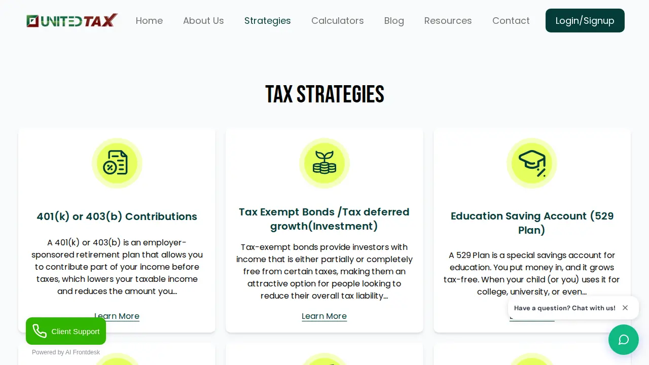 United Tax page