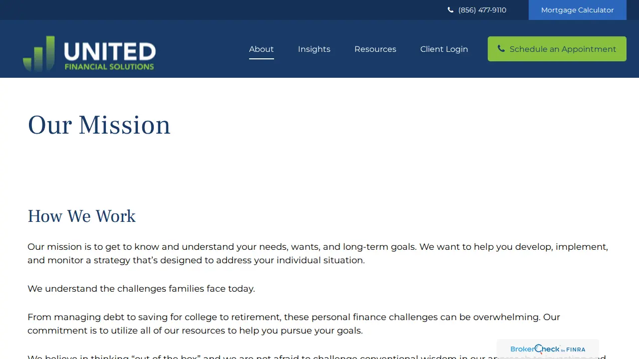 United Financial Solutions page