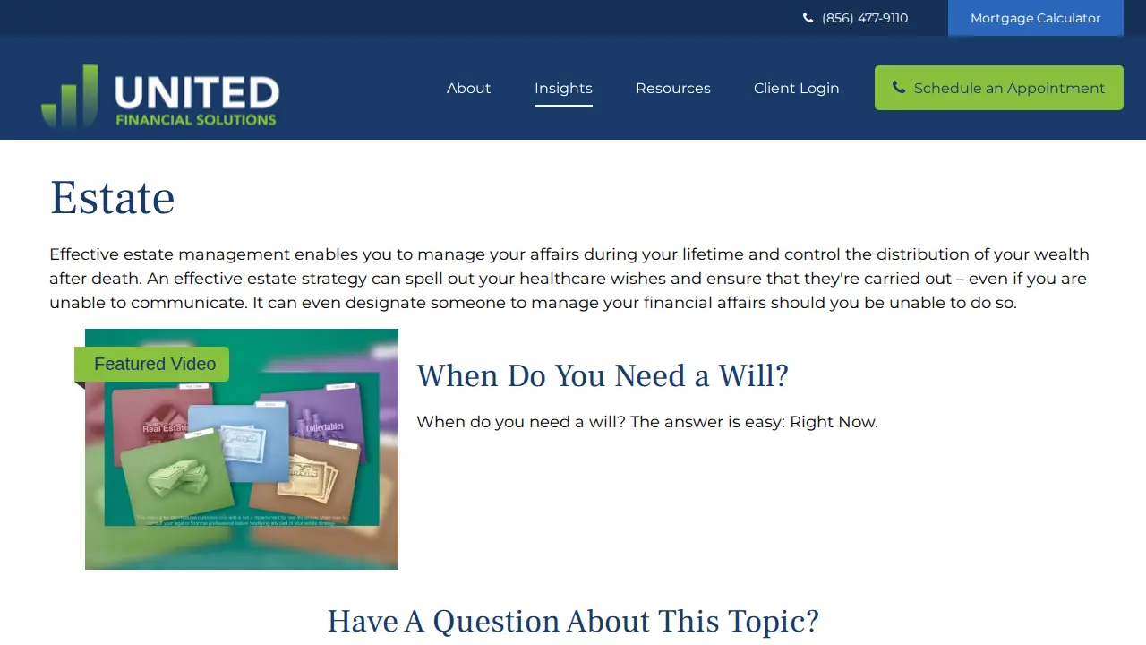 United Financial Solutions page