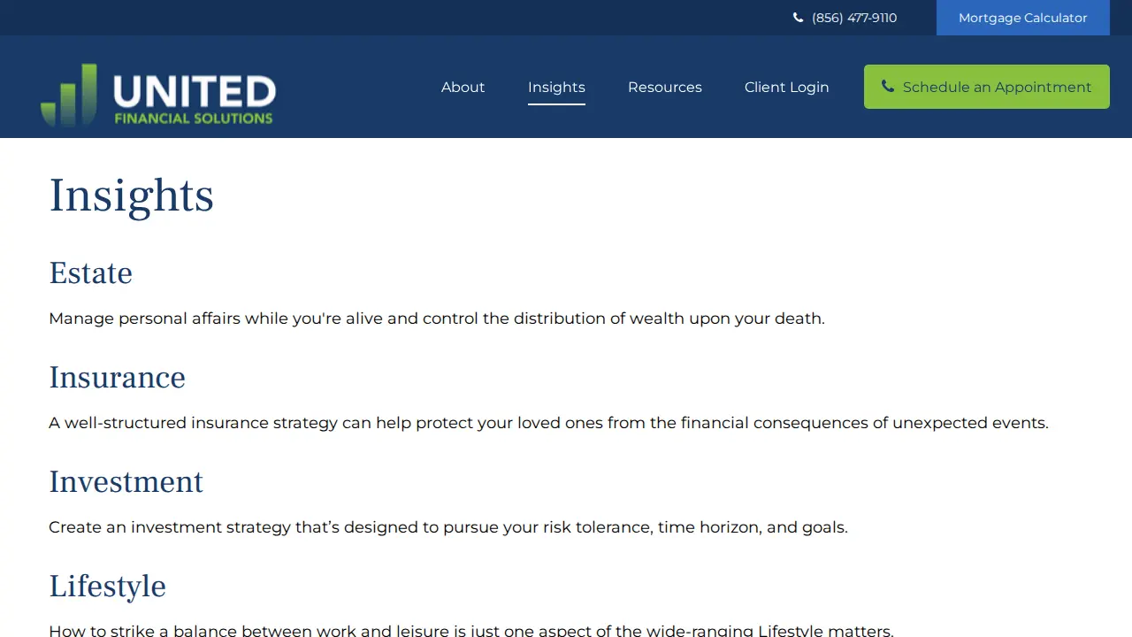 United Financial Solutions page