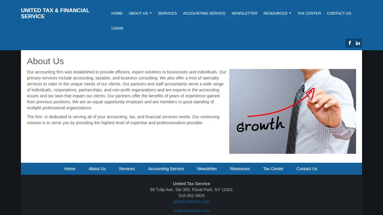 United Tax Services page