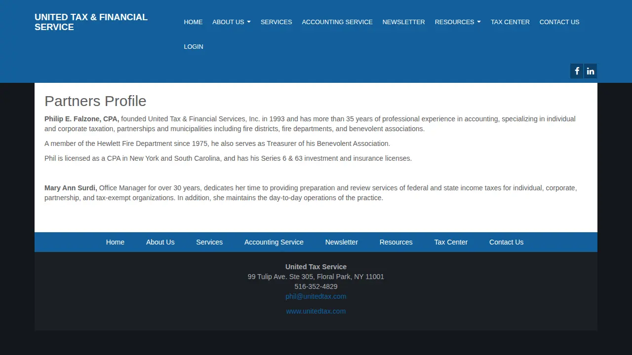 United Tax Services page