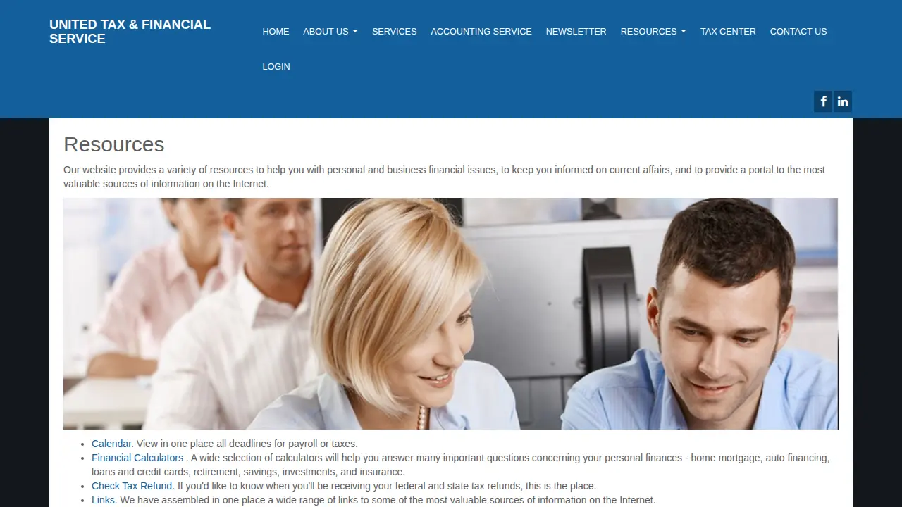 United Tax Services page