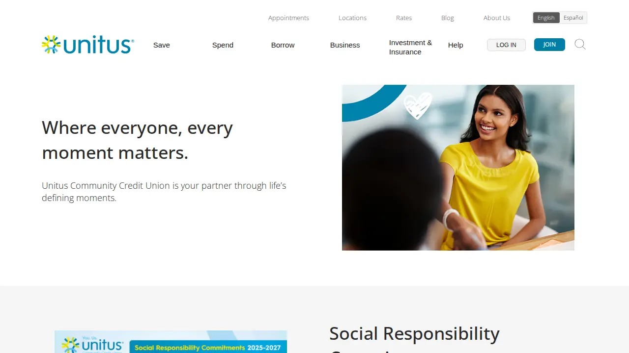 Unitus Community Credit Union page