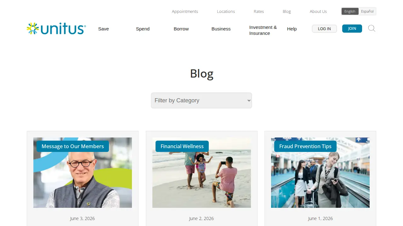 Unitus Community Credit Union page