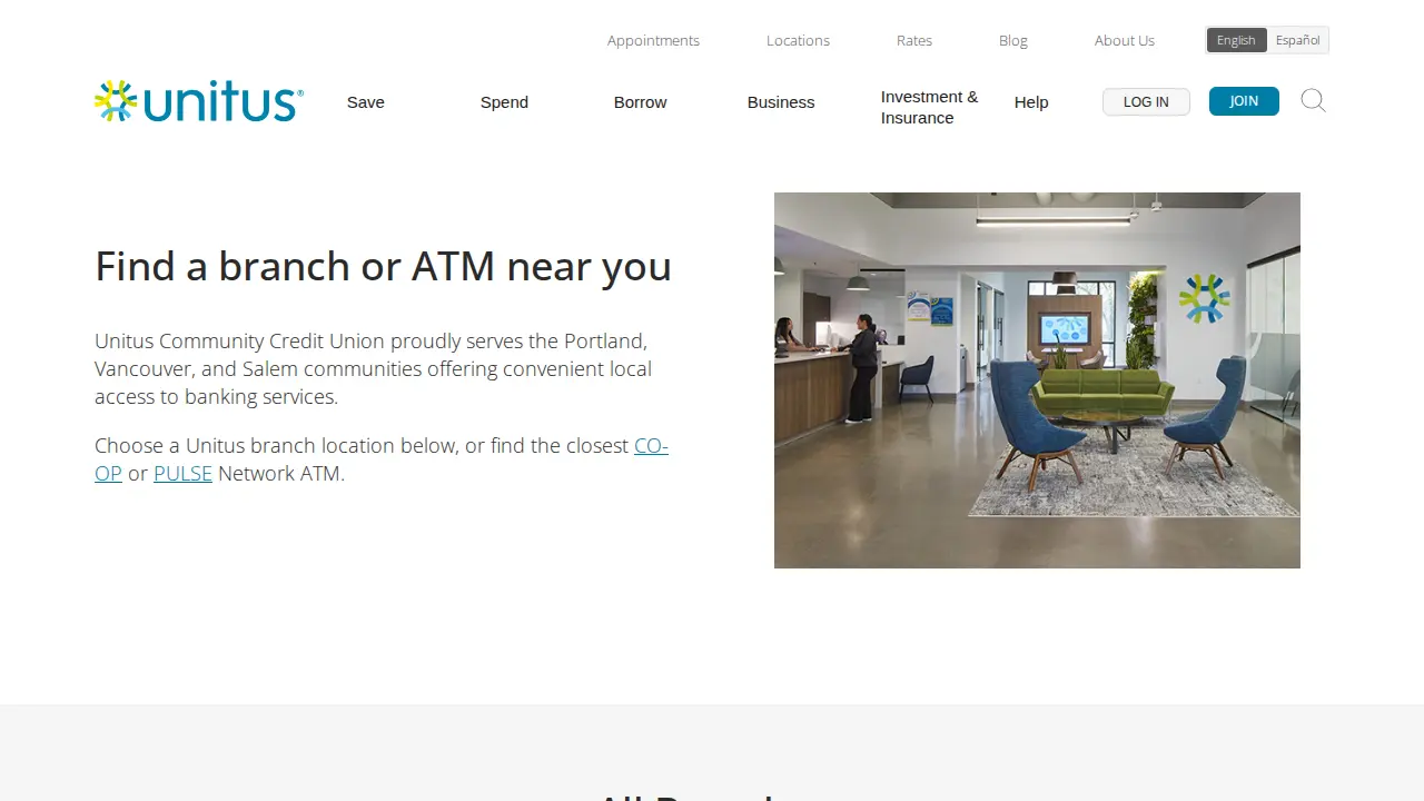 Unitus Community Credit Union page