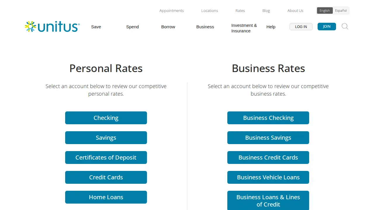 Unitus Community Credit Union page