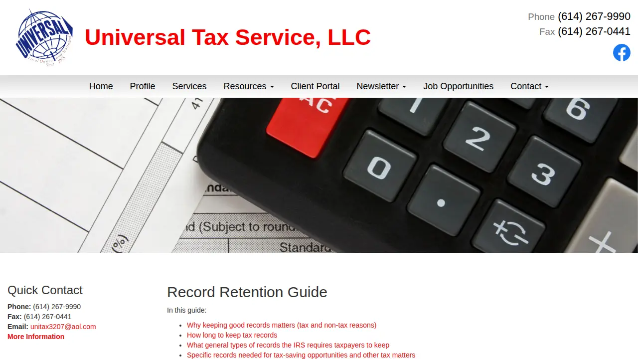 Universal Tax Service, LLC page
