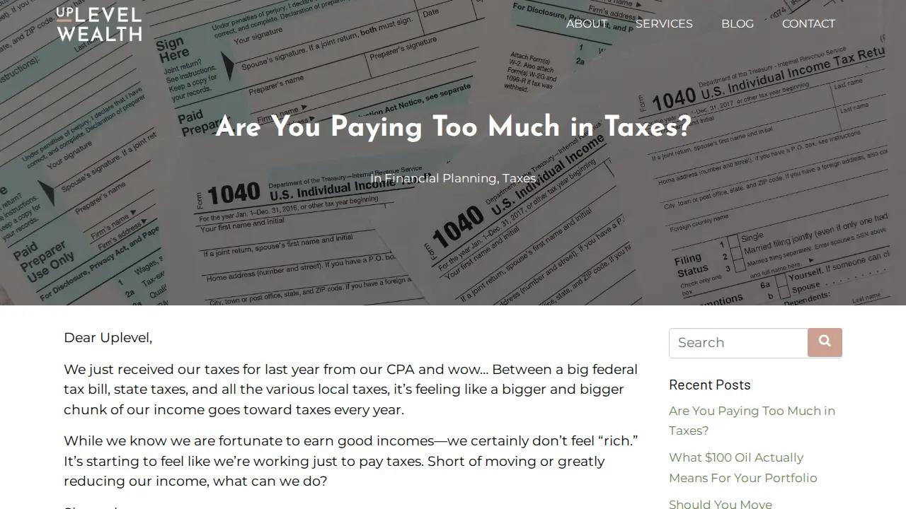 Uplevel Wealth page
