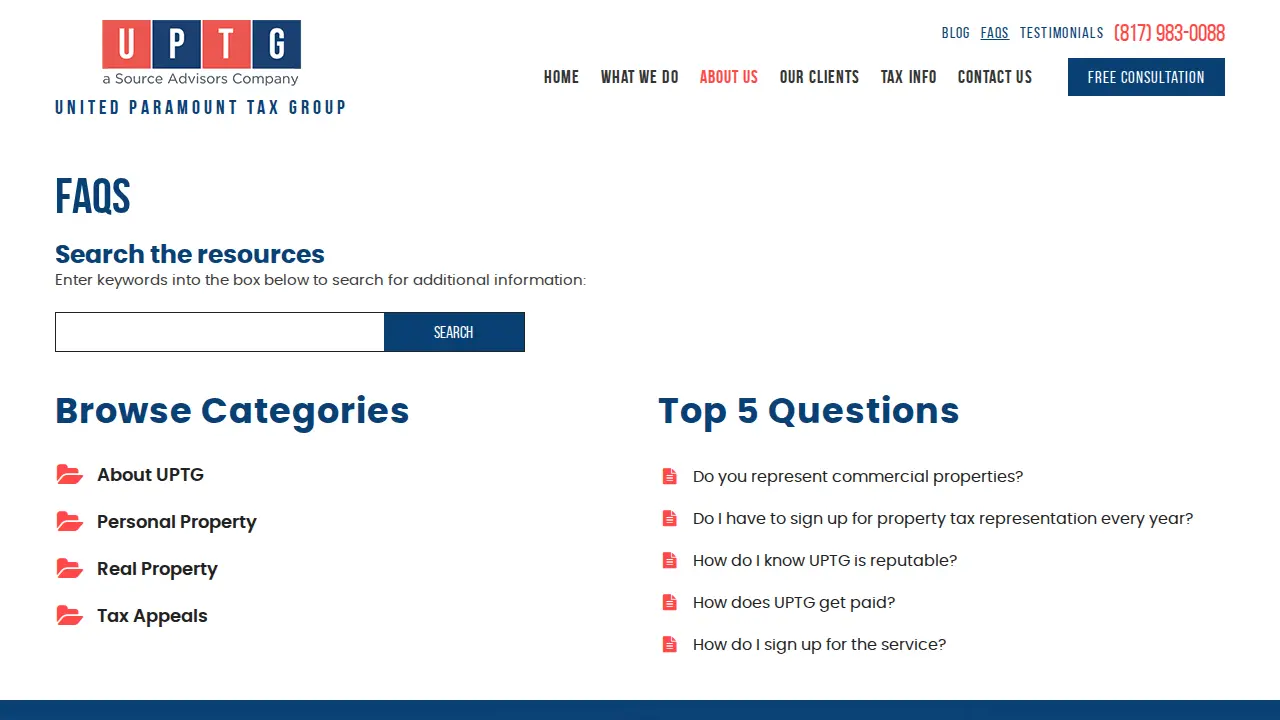 United Paramount Tax Group page