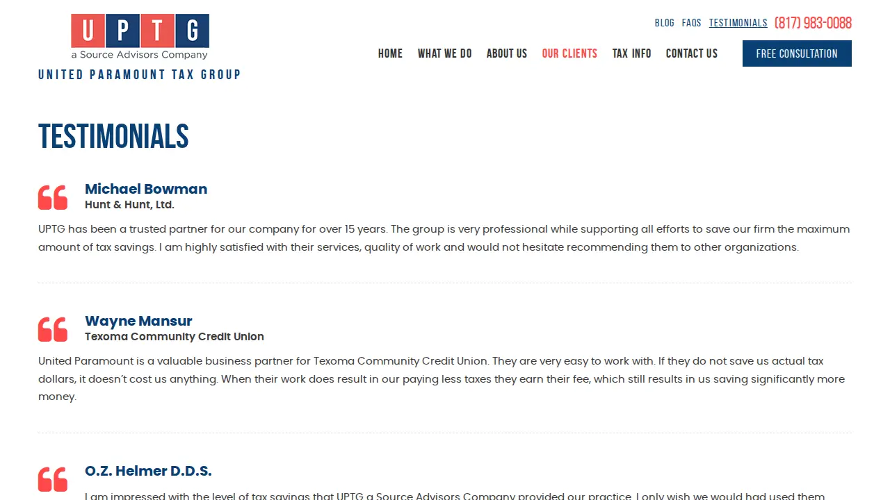 United Paramount Tax Group page