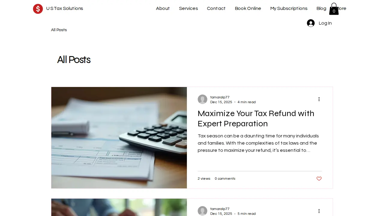 U S Tax Solutions page