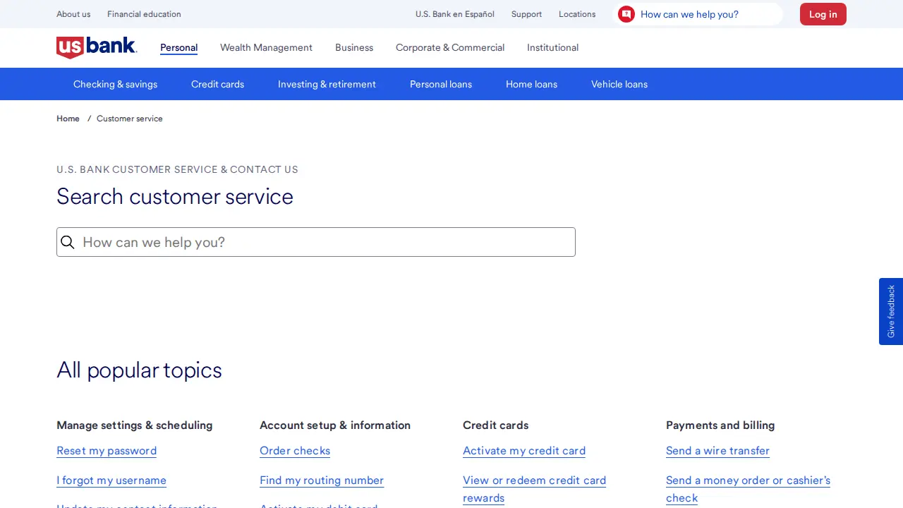 U.S. Bank Branch page