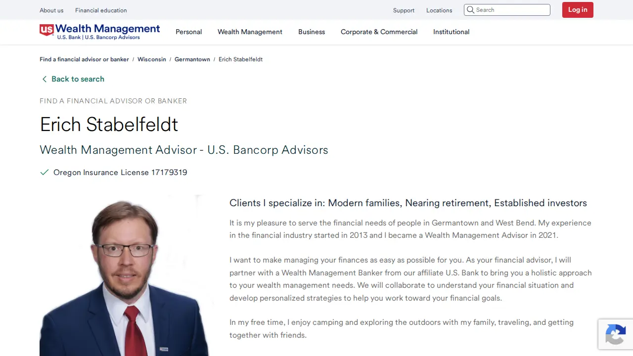 U.S. Bank – Wealth Management Banker: Cliff Carpenter