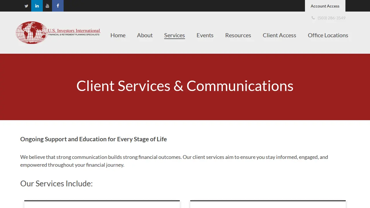 US Investors International page