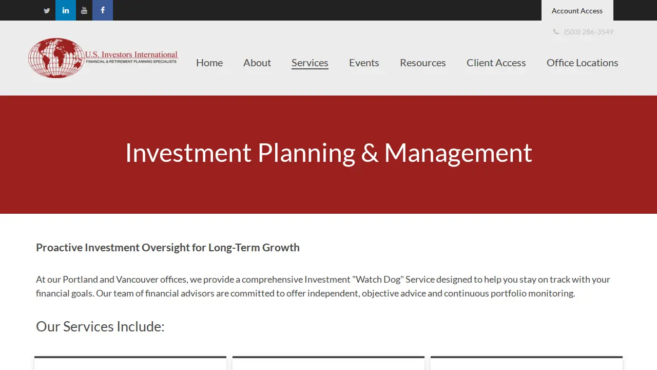 US Investors International page