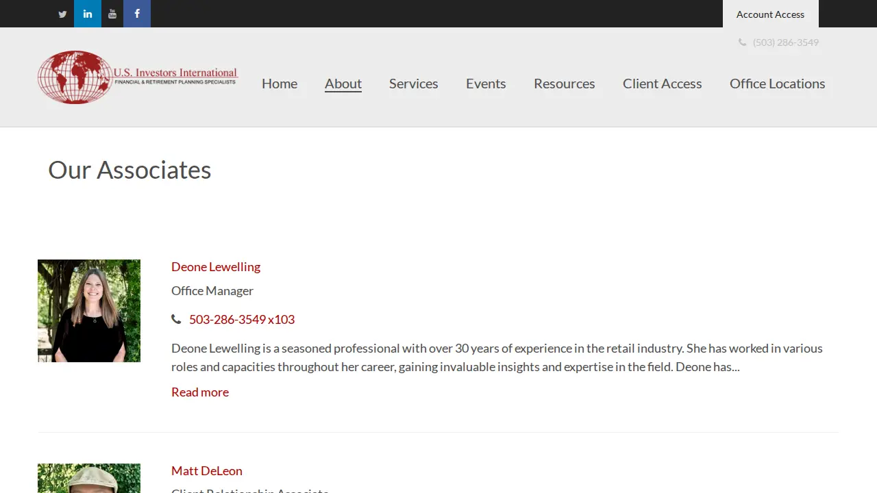 US Investors International page