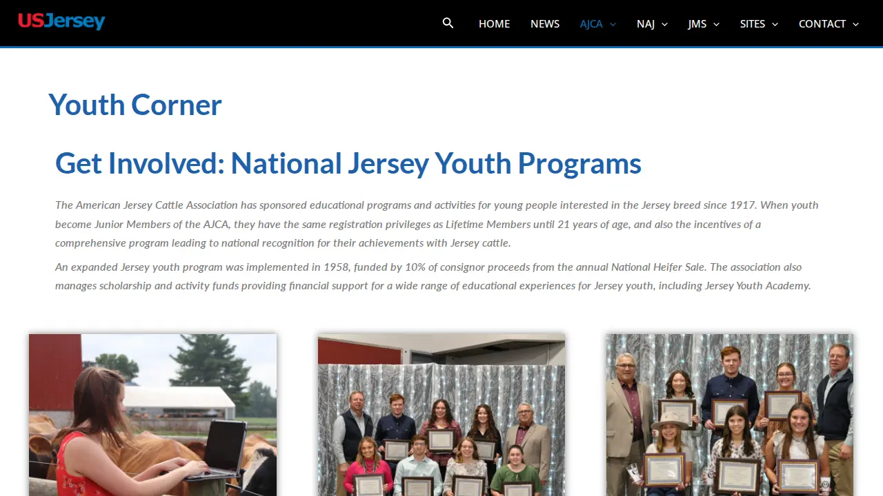 American Jersey Cattle Association page