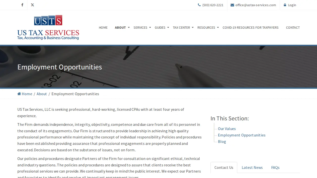 US Tax Services LLC page