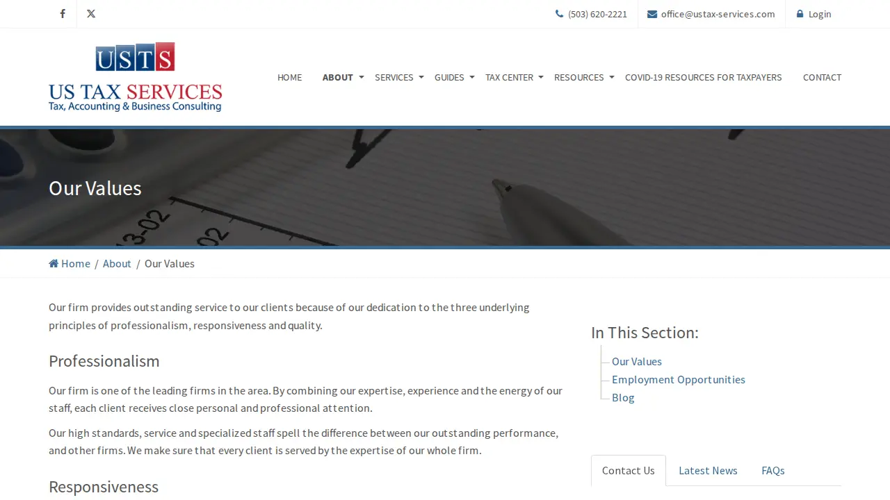 US Tax Services LLC page
