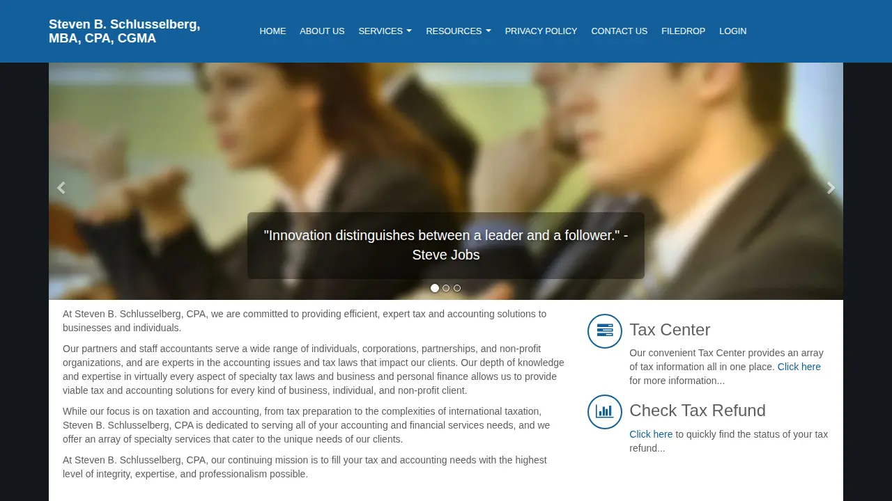 Steven Schlusselberg MBA CPA CGMA page