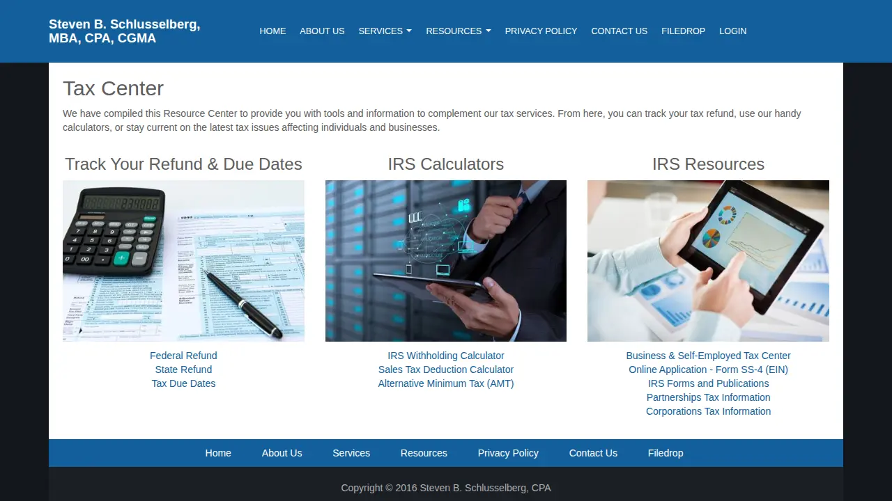 Steven Schlusselberg MBA CPA CGMA page
