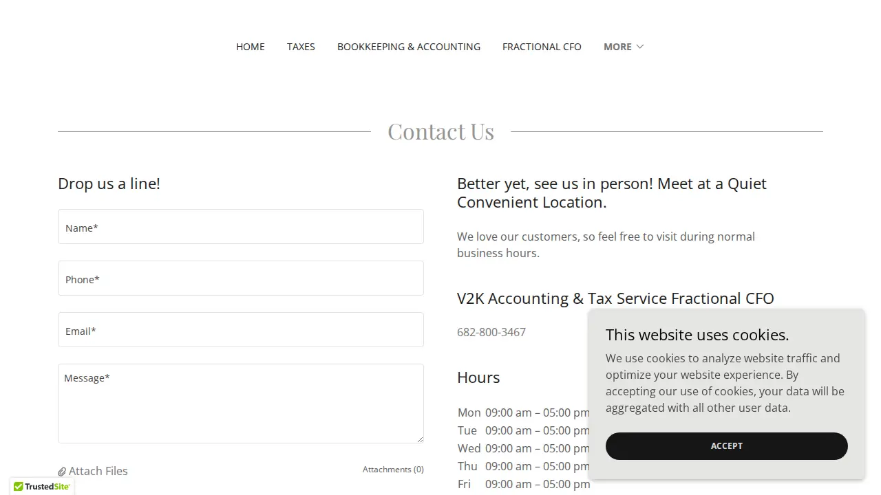 V2K Bookkeeping & Tax Service page