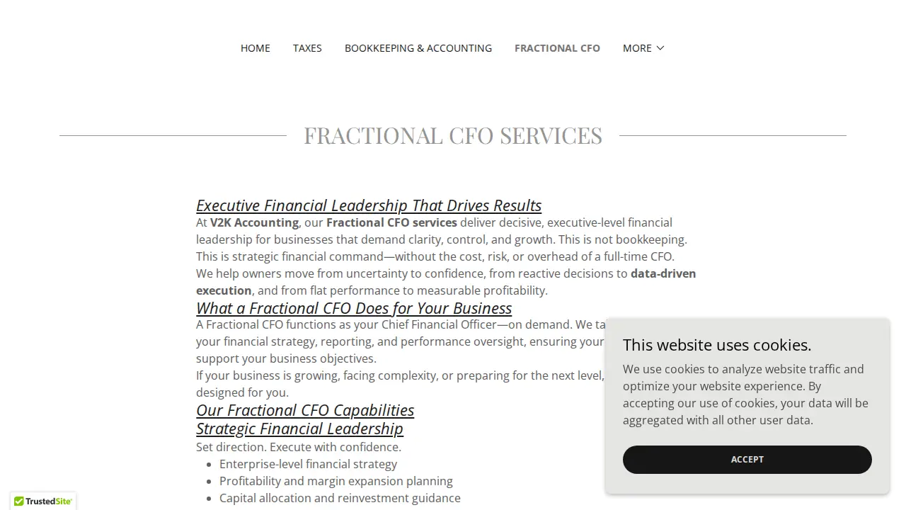 V2K Bookkeeping & Tax Service page