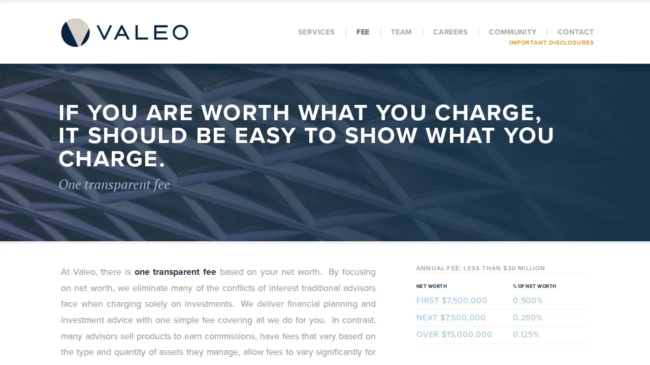 Valeo Financial Advisors page