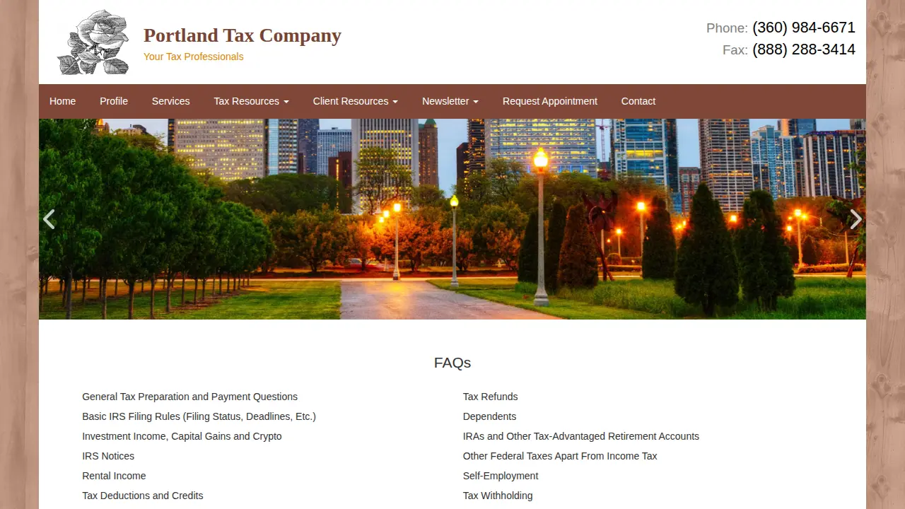 Portland Tax Company page