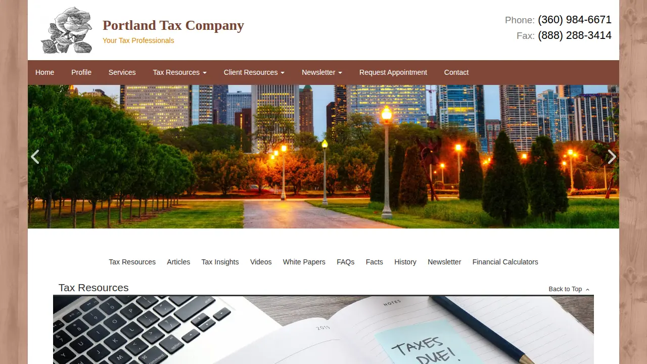 Portland Tax Company page