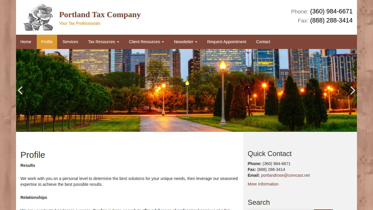Portland Tax Company page
