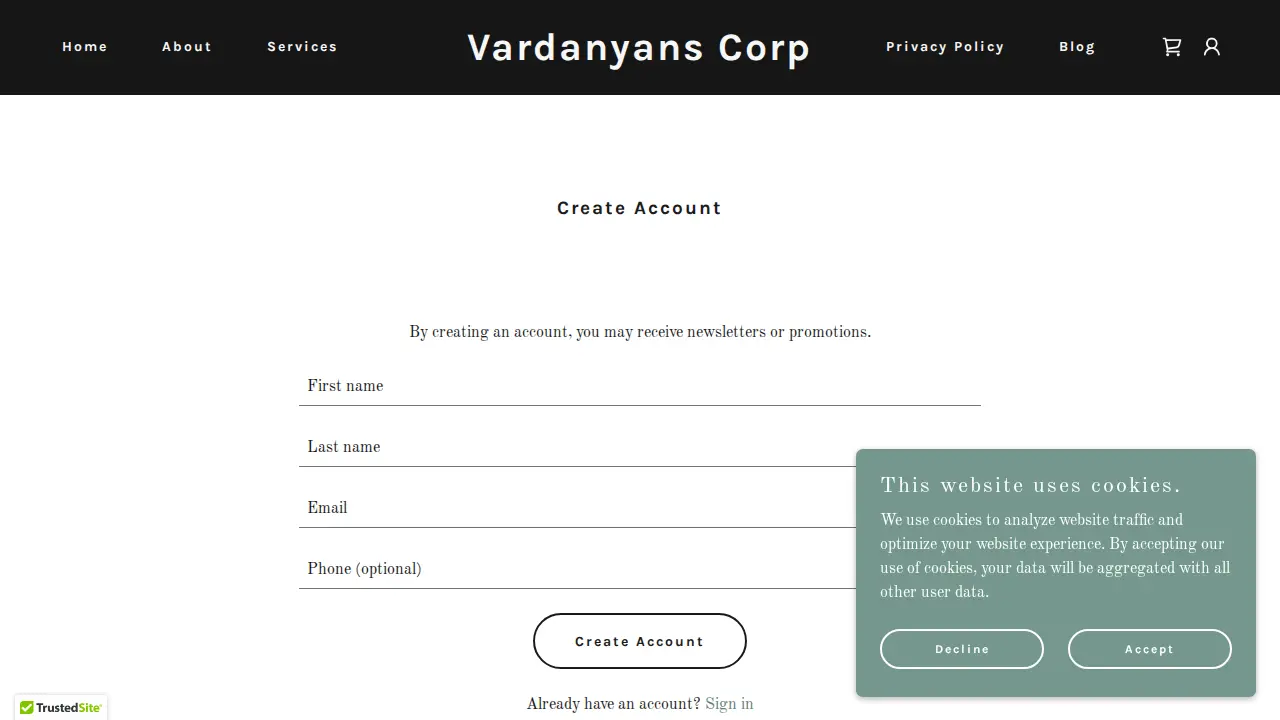 Vardanyans Corp page