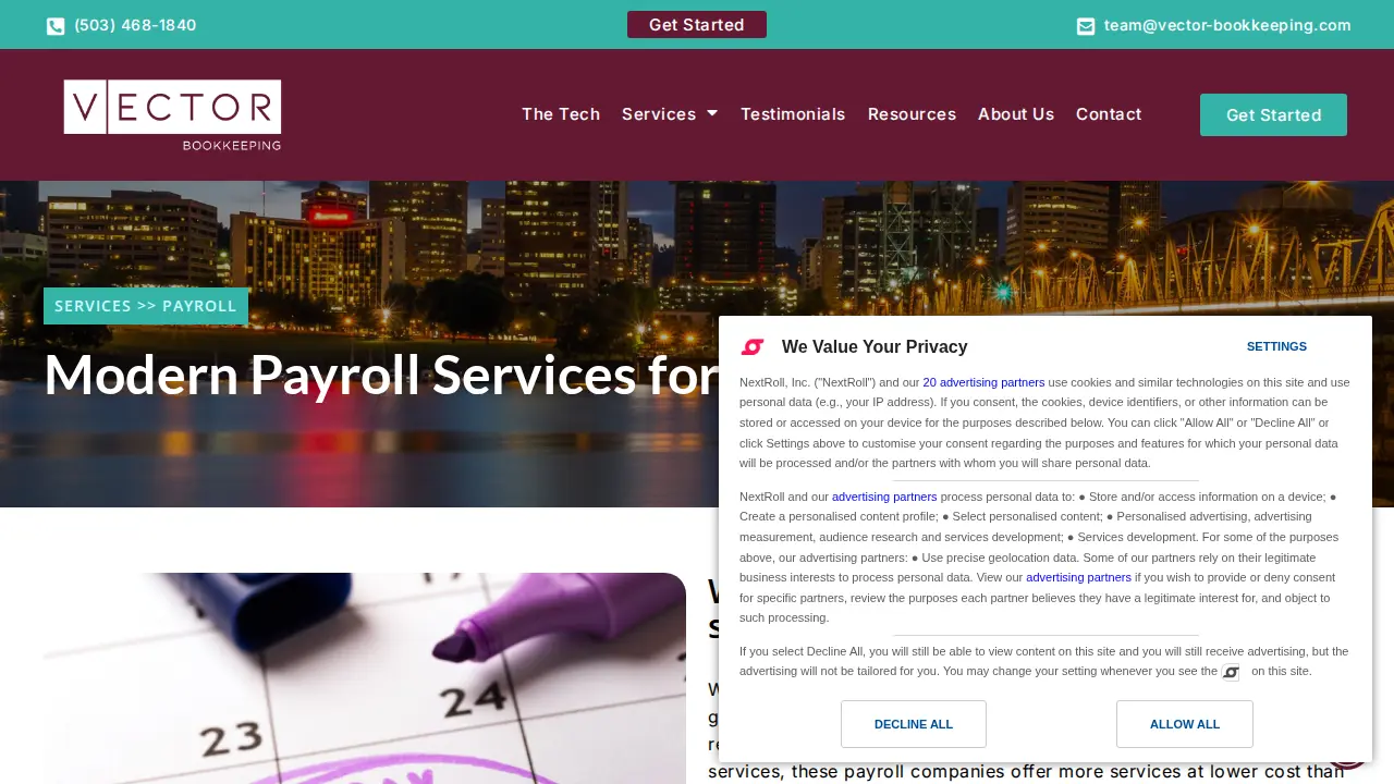 Vector Bookkeeping LLC page