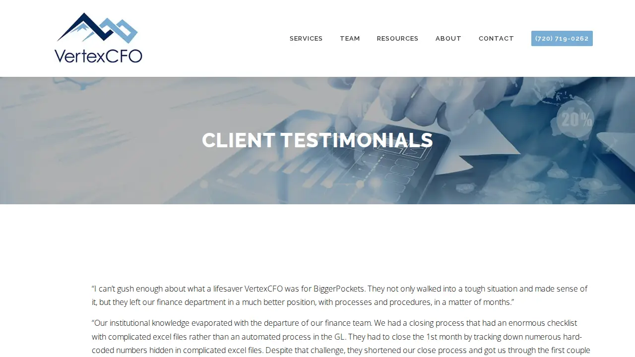 VertexCFO page