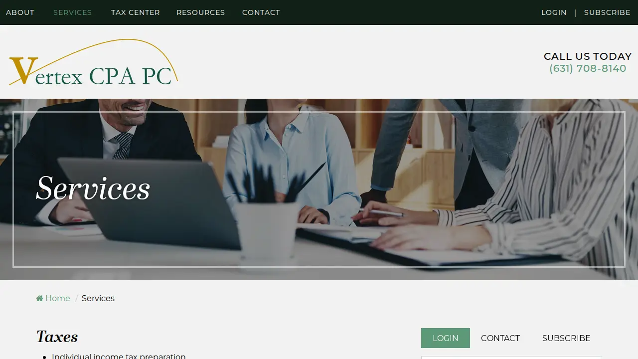 Vertex CPA P.C. page