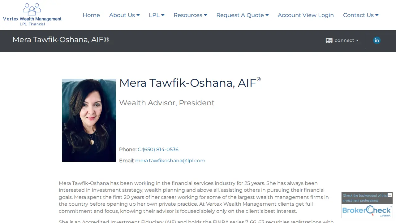 Vertex Wealth Management page