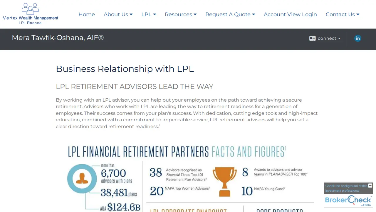 Vertex Wealth Management page