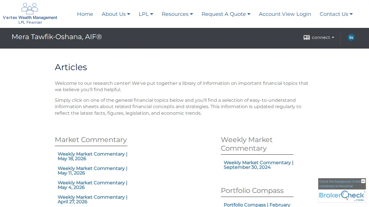 Vertex Wealth Management page