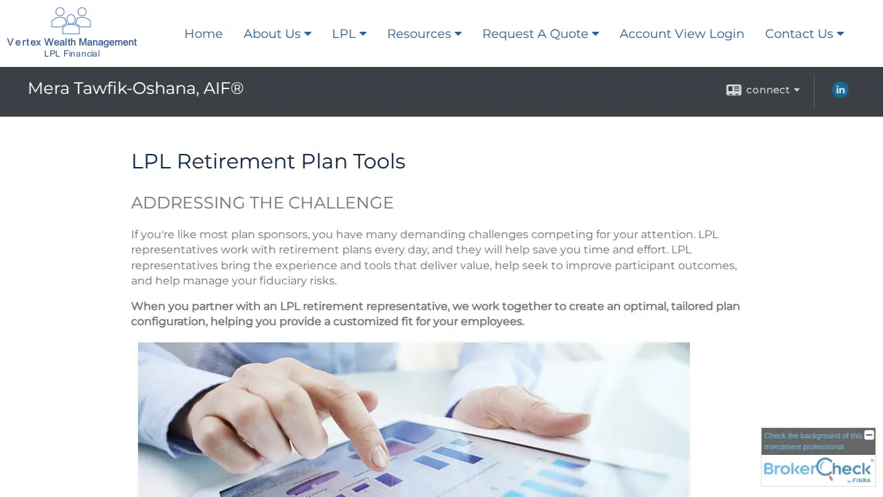 Vertex Wealth Management page